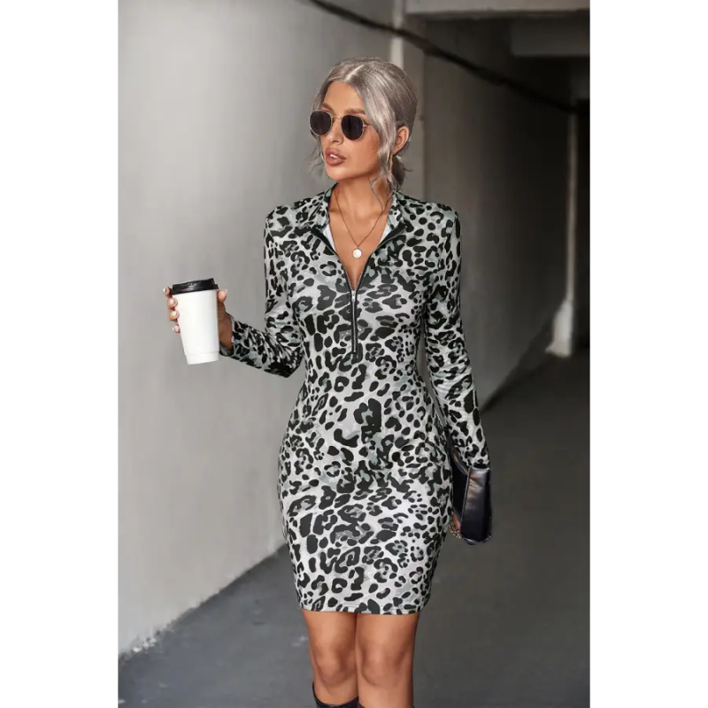 Robe Femme Léopard Gris